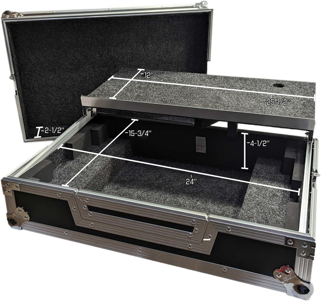 Harmony Cases HCMIXSTREAMPRO Flight Case Compatible with Mixstream Pro Standalone DJ Console with Convenient Cable Port & Sticker Strip to Secure Laptop for Maximum Protection
