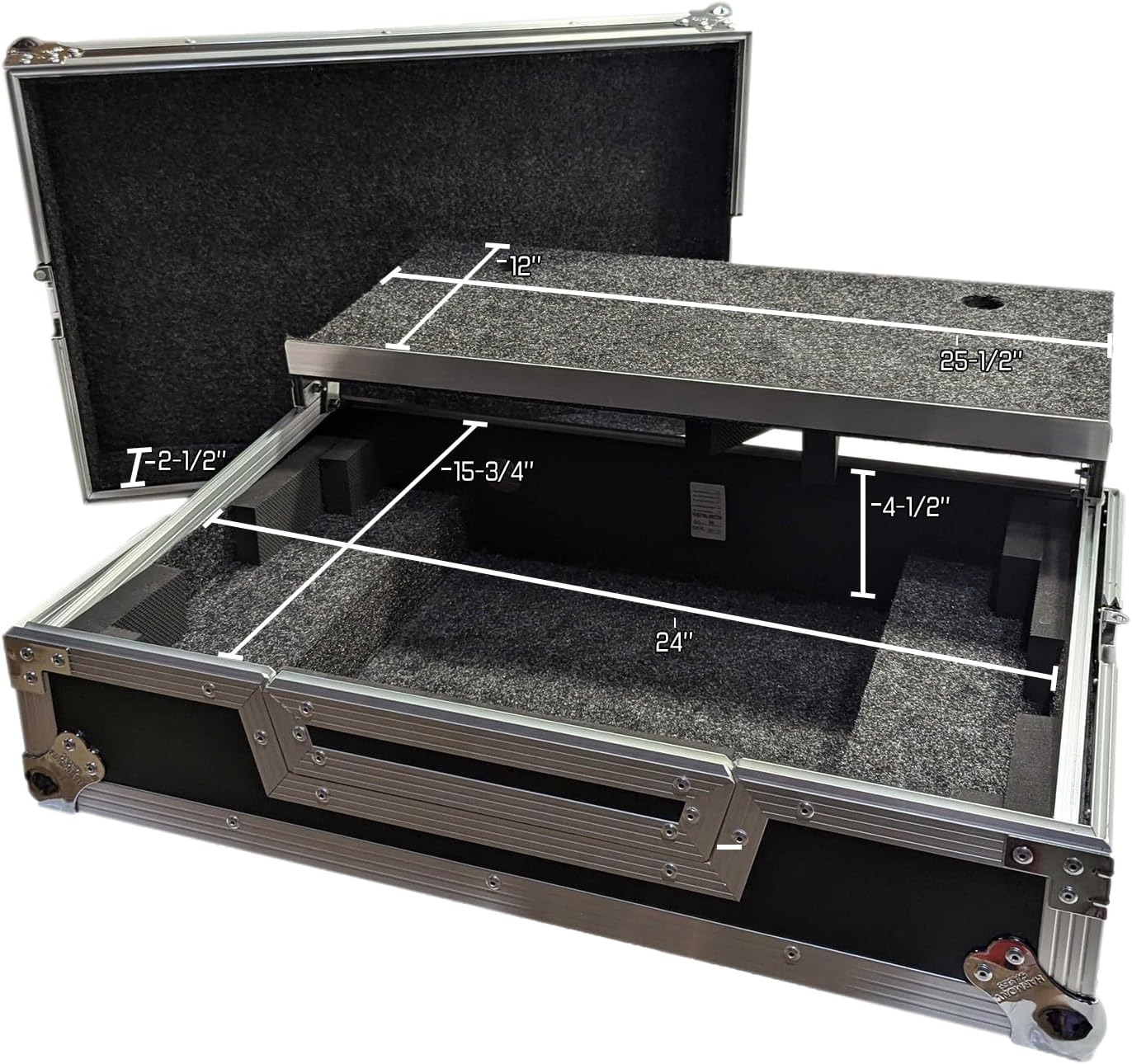 Harmony Cases HCMIXSTREAMPRO Flight Case Compatible with Mixstream Pro Standalone DJ Console with Convenient Cable Port & Sticker Strip to Secure Laptop for Maximum Protection