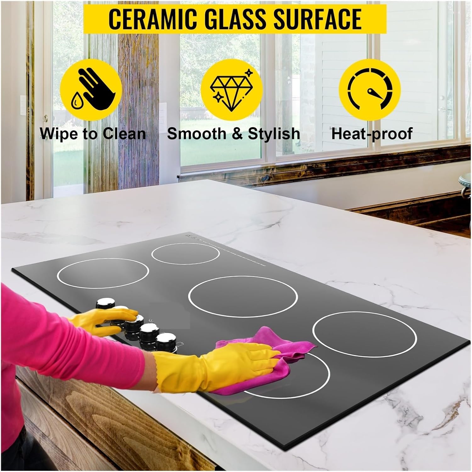 2/4/5 Burners Built-in Induction Stove Top 11/12/30/35 IncH Ceramic Glass Electric Cooktop With 9 Power Levels(12in 110V)