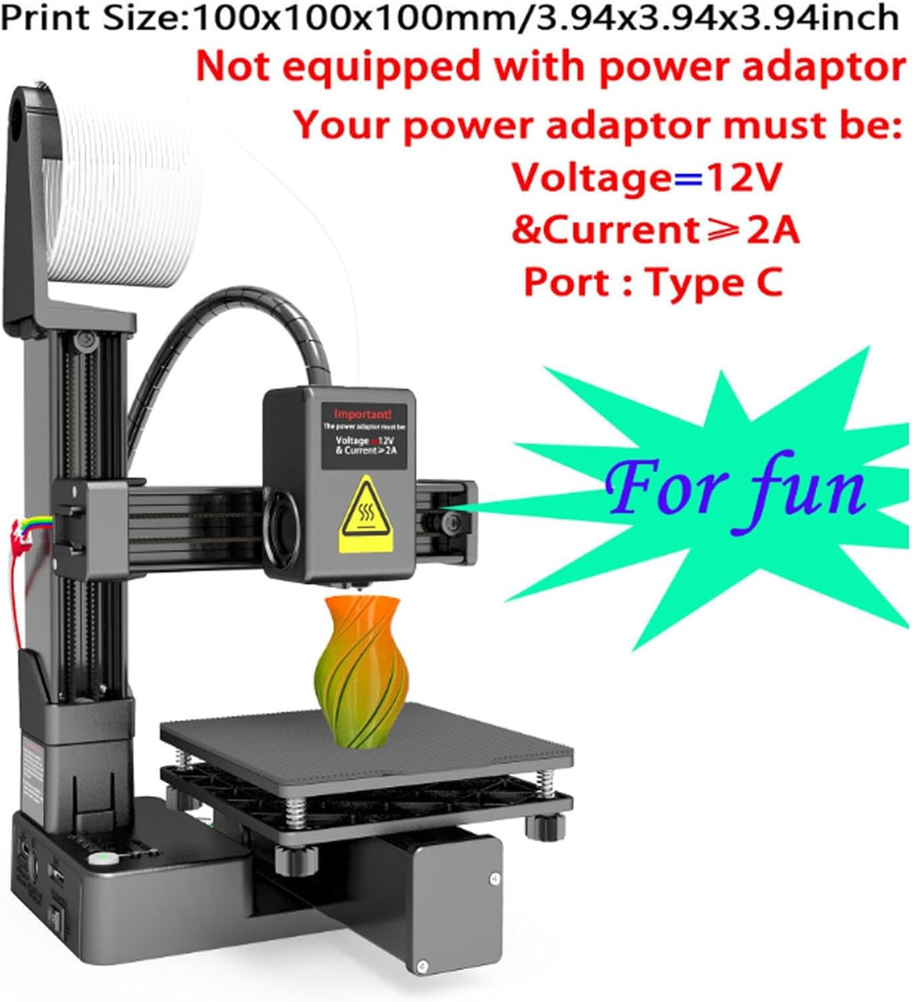 JTLB Small 3D Printer 40mm / s 100x100x100mm Print Size, Quiet Portable 3D Printer with USB Connection, PLA TPU Filament, Compact Desktop Design, for 7 8 10 (32 Bit 64 Bit) (US Plug)