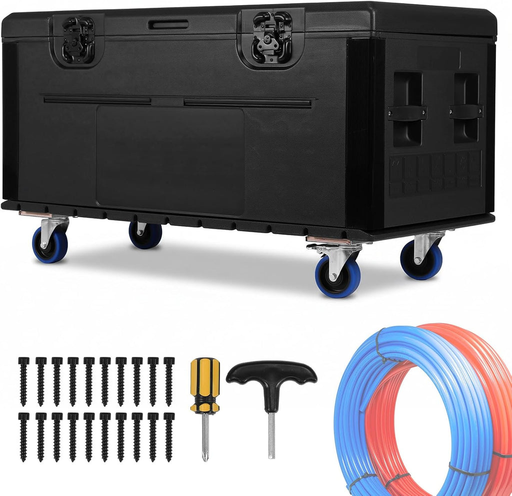 Utility Road Trunk Case with Handle and Wheels Stackable Heavy Duty ATA Rolling Road Case for Pro Audio & DJ Equipment Storage Transport (M)