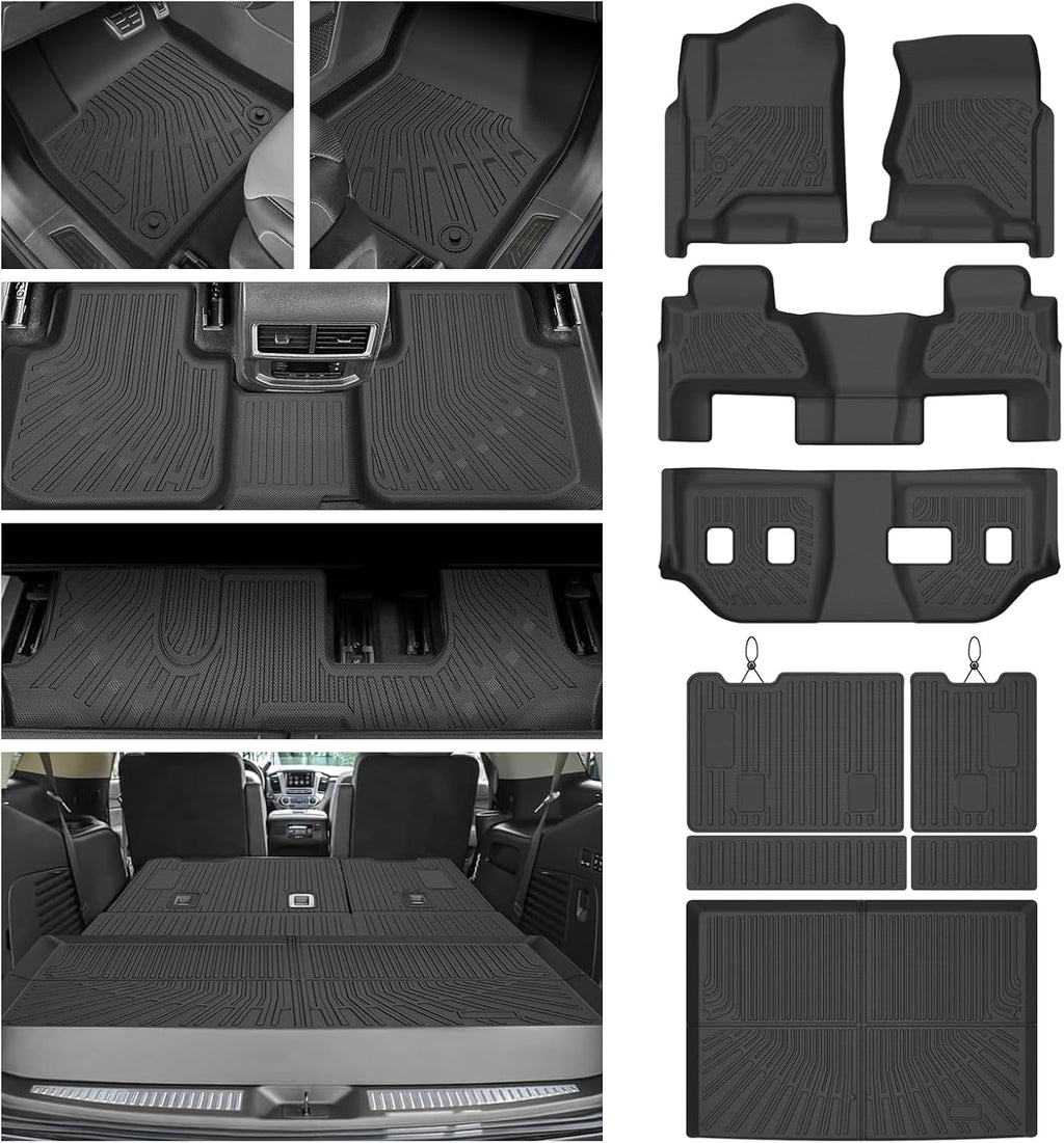 Floor Mats for 2015-2020 Chevy/Chevrolet Suburban & GMC Yukon XL 7 Seats, All Weather Cargo Liner for Suburban Accessories, Heavy Duty TPE Cargo Mats, Car Accessories