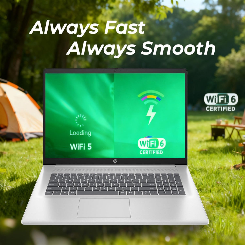 HP 17 Business Laptop | 2026 Edition | 17.3' FHD Display | AMD 7000 Ryzen 5 Processor (Beats 13th Core i7) | 16GB RAM | 512GB SSD | WiFi-6 | Ethernet RJ-45 | HDMI | Windows 11 + Copilot | w/WOWPC USB