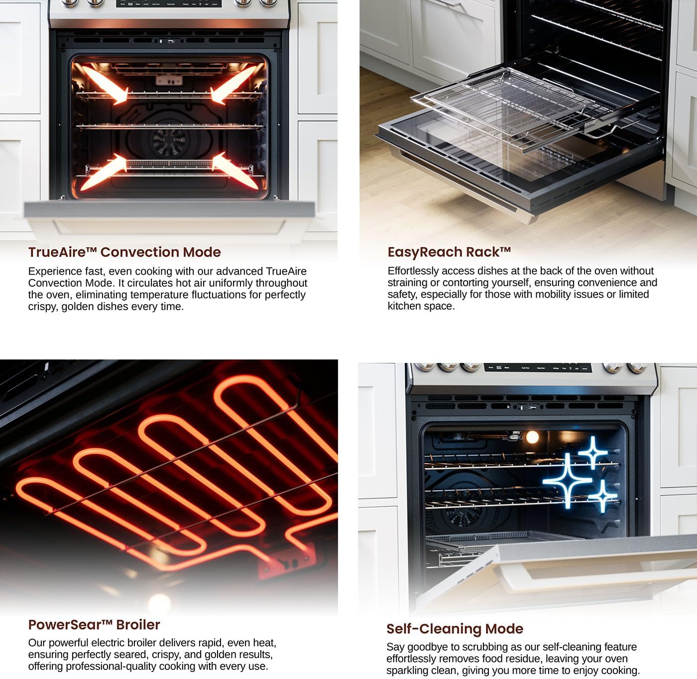 Rangaire RRI303GS 30' Glass Touch Induction Range Oven - Stainless Steel, Induction Burners, True Convection, Self Cleaning, Easy Reach Racks