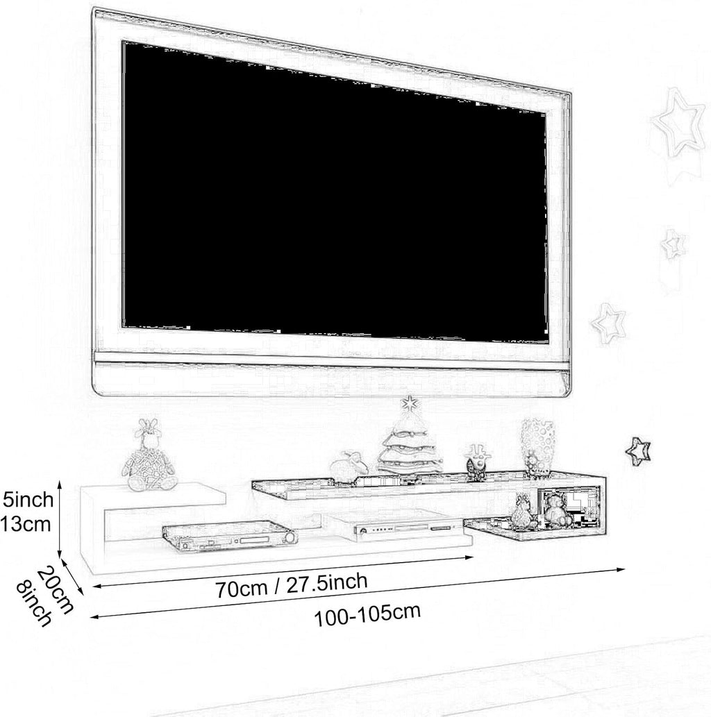 Wall Shelf Wall mounted TV Shelf Decorative Wall Display Floating Shelf TV Stand TV Console Audio-visual Equipment Shelves Set-top box WiFi Router CD DVD Media Storage Shelf Home Entertainment Center