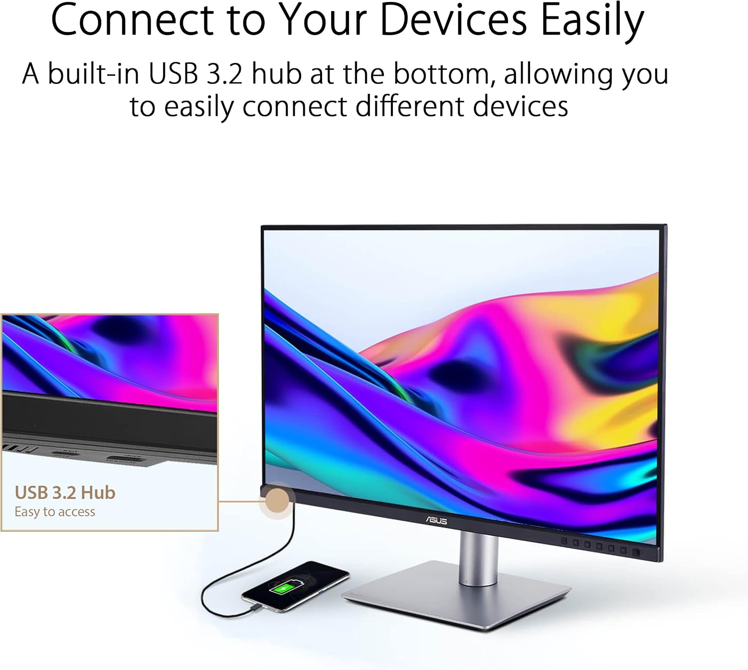 ASUS ProArt 24' (24.1' viewable) 16:10 HDR Professional Monitor (PA248CRV) - IPS, (1920 x 1200), 97% DCI-P3, ΔE < 2, Calman Verified, USB-C PD 96W, DisplayPort, Daisy-Chain, Ergonomic, 3yr Warranty