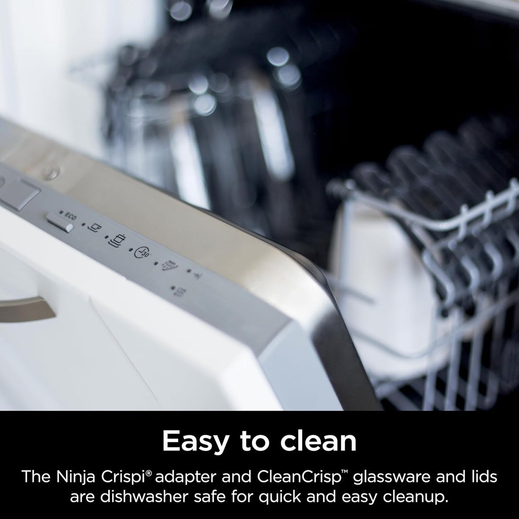 Ninja Crispi 4-in-1 Glass Air Fryer | With Non-Toxic 4QT & 6-Cup Glass Containers & Lids | Microwave, Freezer, Dishwasher Safe | 450°F Max Temp |1500 Watt | Green | FN101SG
