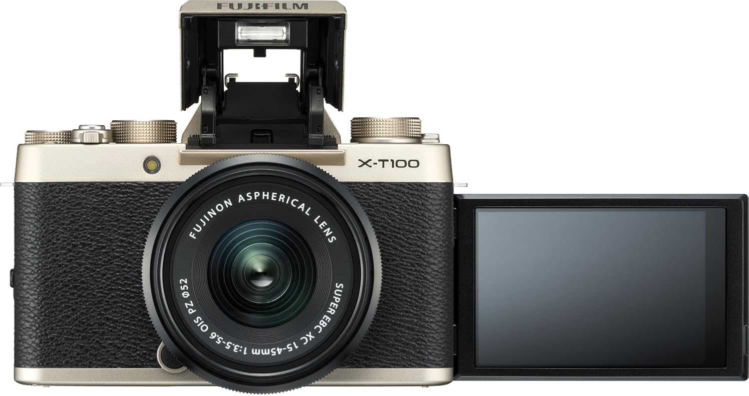 Fujifilm X-T100 Mirrorless Digital Camera, Champagne Gold (Body Only)