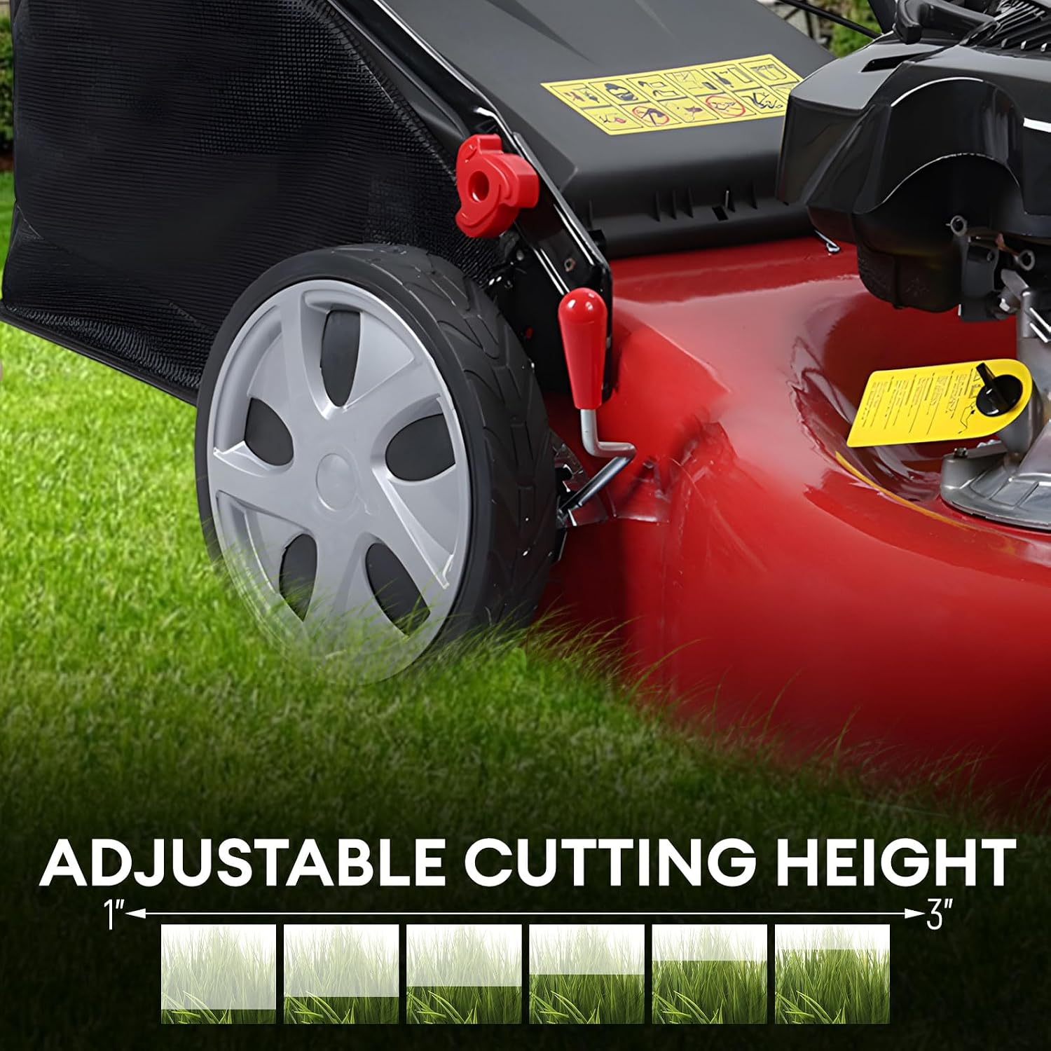 Gas Lawn Mower Self Propelled,141cc OHV Engine with Air Cooling, 20' Steel Deck, 3-in-1 Cutting System, 8-Level Height Adjustment, 20L Grass Catcher, Foldable Design Red (US Fast Arrival)
