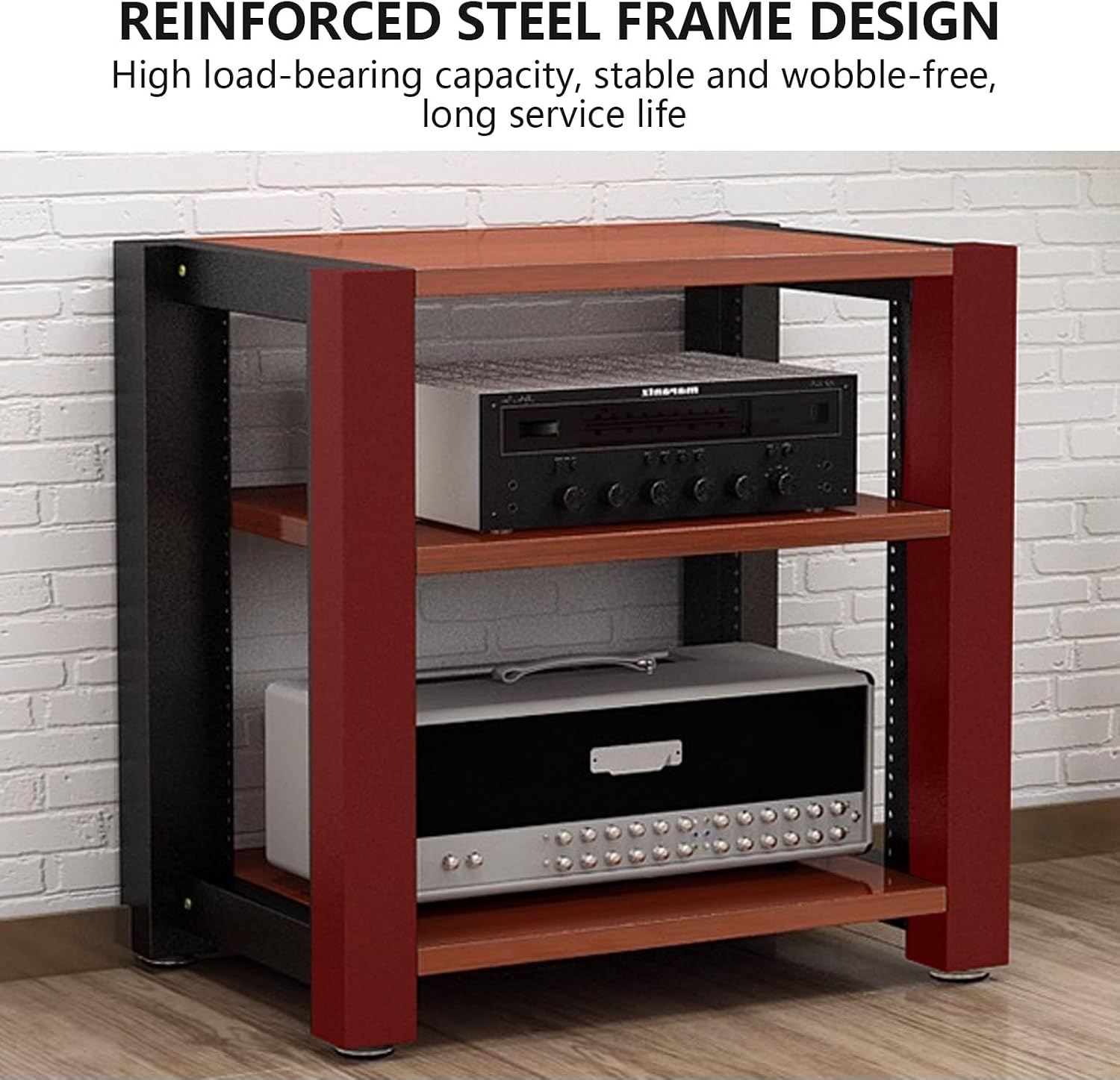 Stereo Racks and Stands, 2/3/4/5 Tier AV Media Stand, Audio Equipment Rack with Adjustable Shelves, Reinforced Steel Frame, Adjustable Footpads, for Home Theater(White,5 Tier 60x51x100cm)