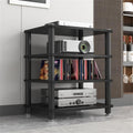 AV Media Stand 1/2/3/4 Tier Record Player DVD CD Audio Rack Tower Holder, Adjustable Media Storage Cabinet, Entertainment Stereo Racks Equipment Console Shelf,Black,4 Tier
