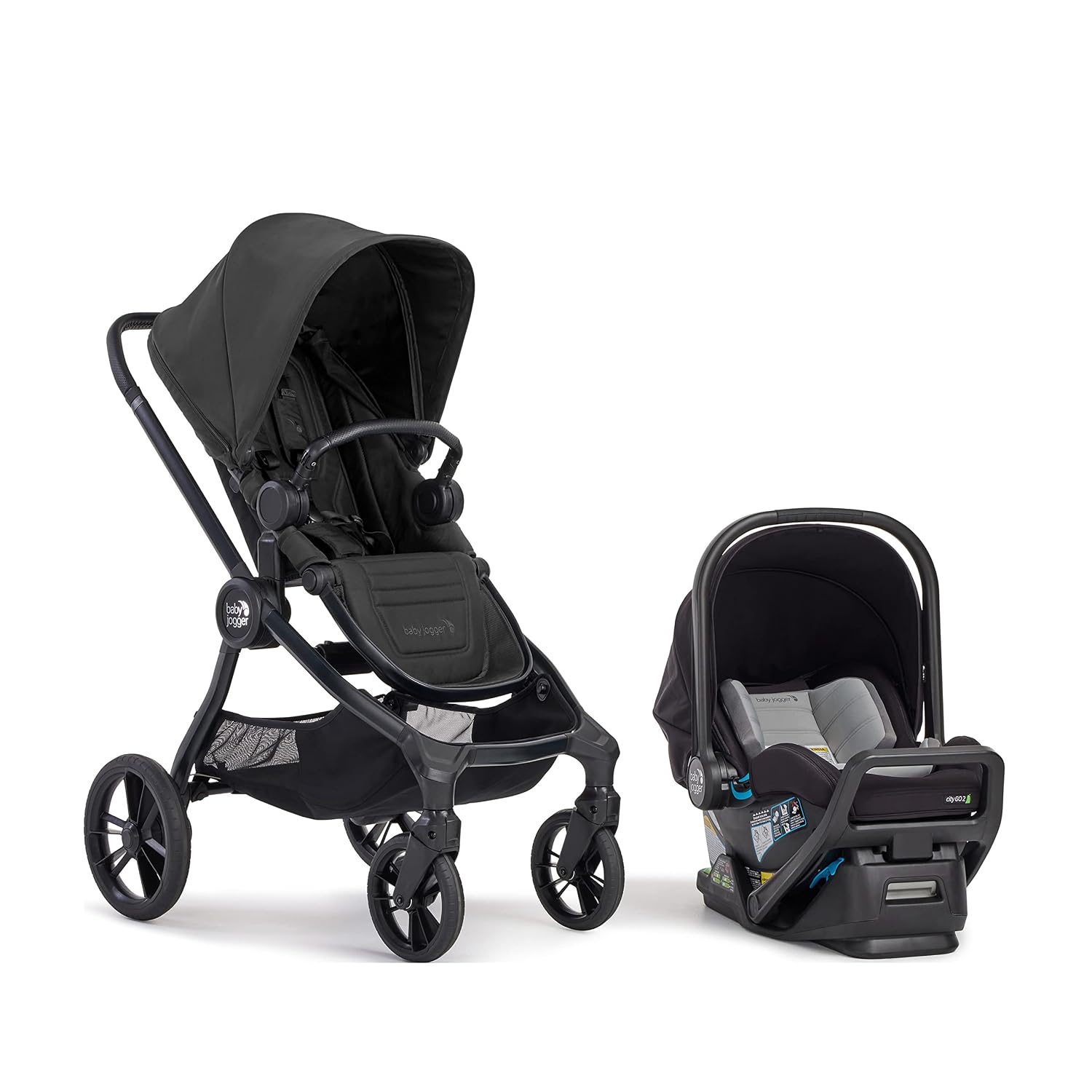 Baby Jogger® City Sights® Travel System - Convertible Stroller with Included City GO Infant Car Seat Rich Black