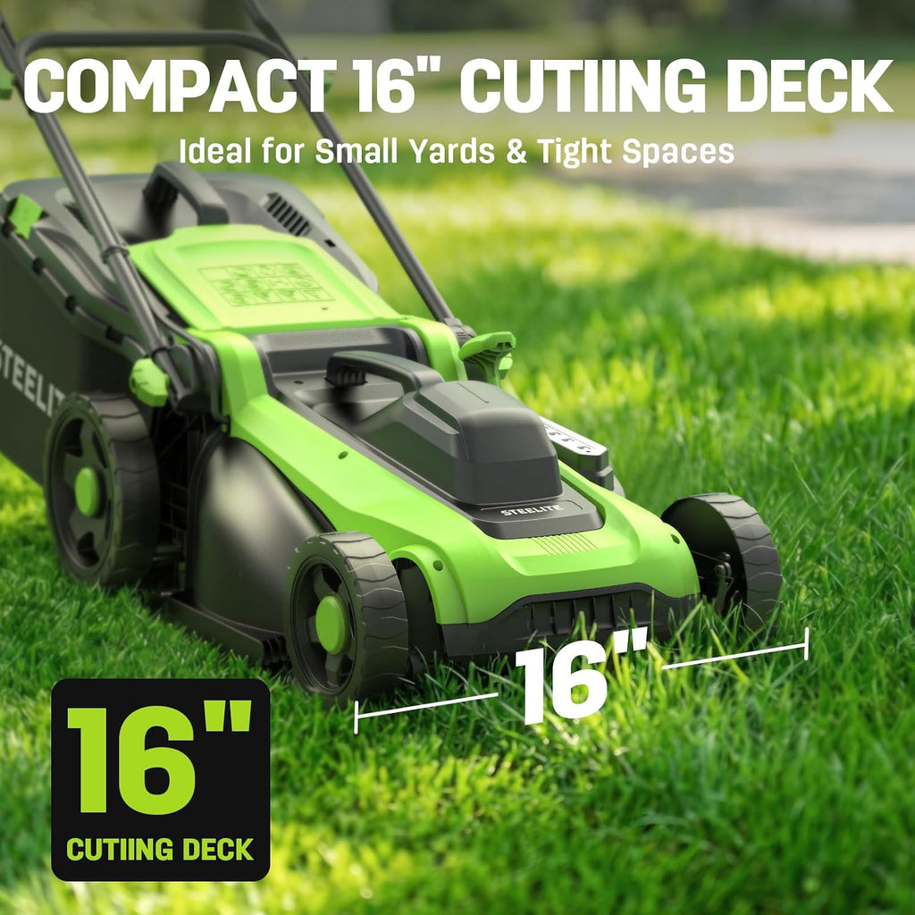 Steelite 16-Inch 1800W Corded Electric Lawn Mower, Powerful Rotary Mower for Medium Lawns, with Grass Collection Bag & Height Adjustment