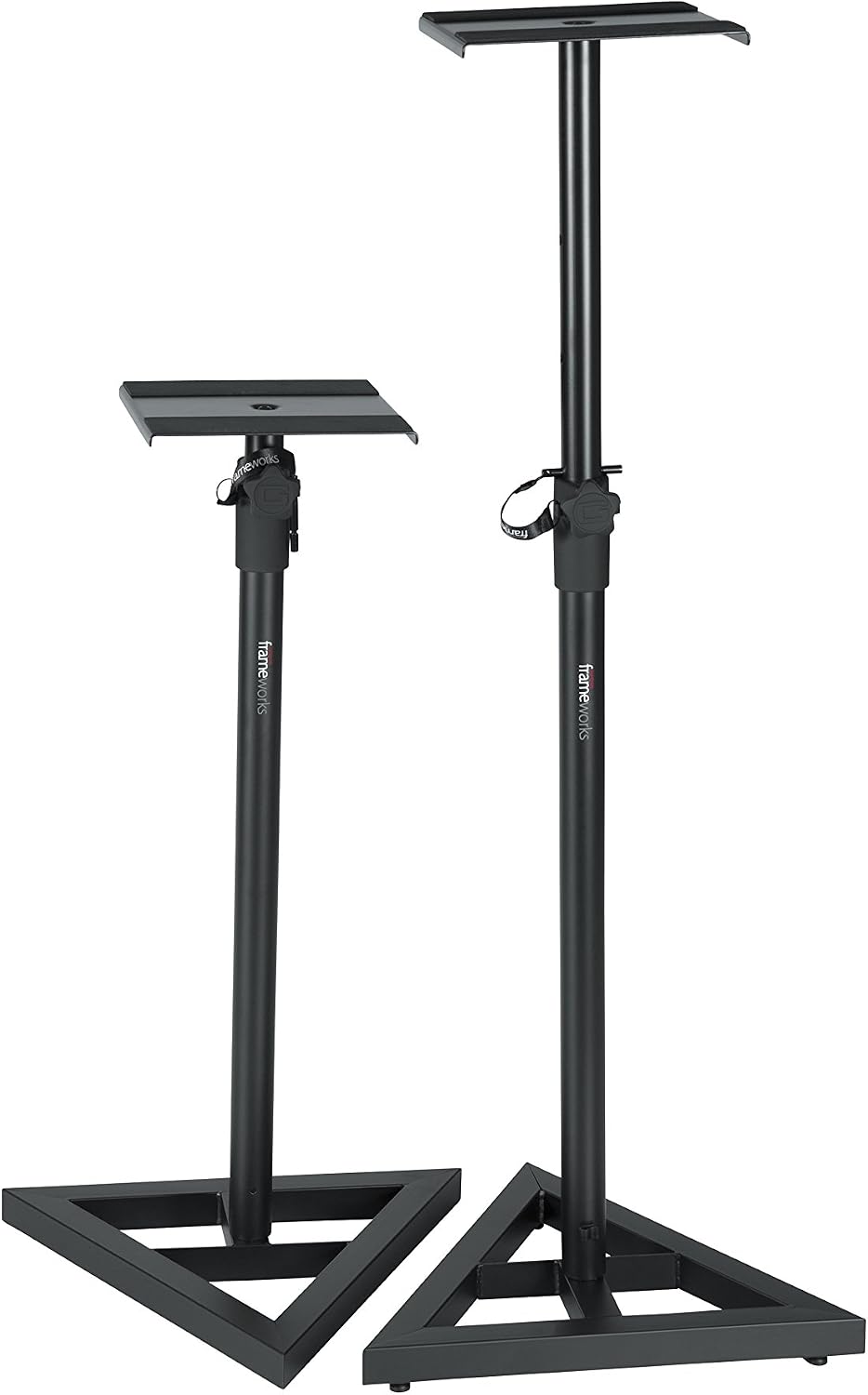 Gator Frameworks Studio Monitor Stands with Adjustable Height and Locking Saftey Pin, Pair (GFW-SPK-SM50)