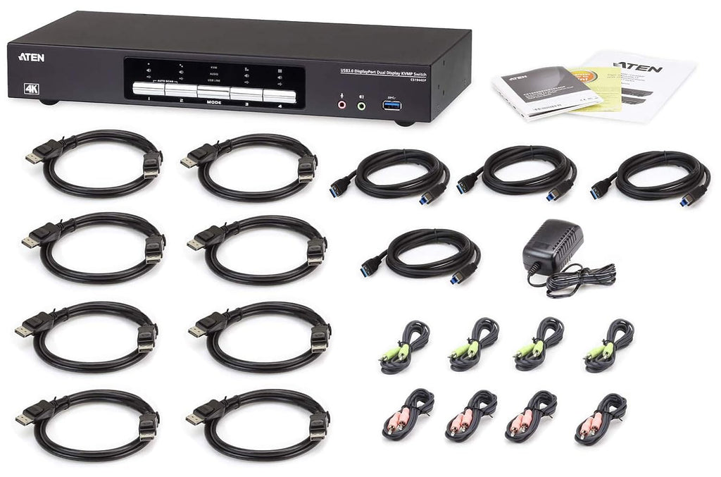 ATEN CS1944DP 4-Port USB 3.0 4K DisplayPort Dual Display KVMP Switch-TAA Compliant