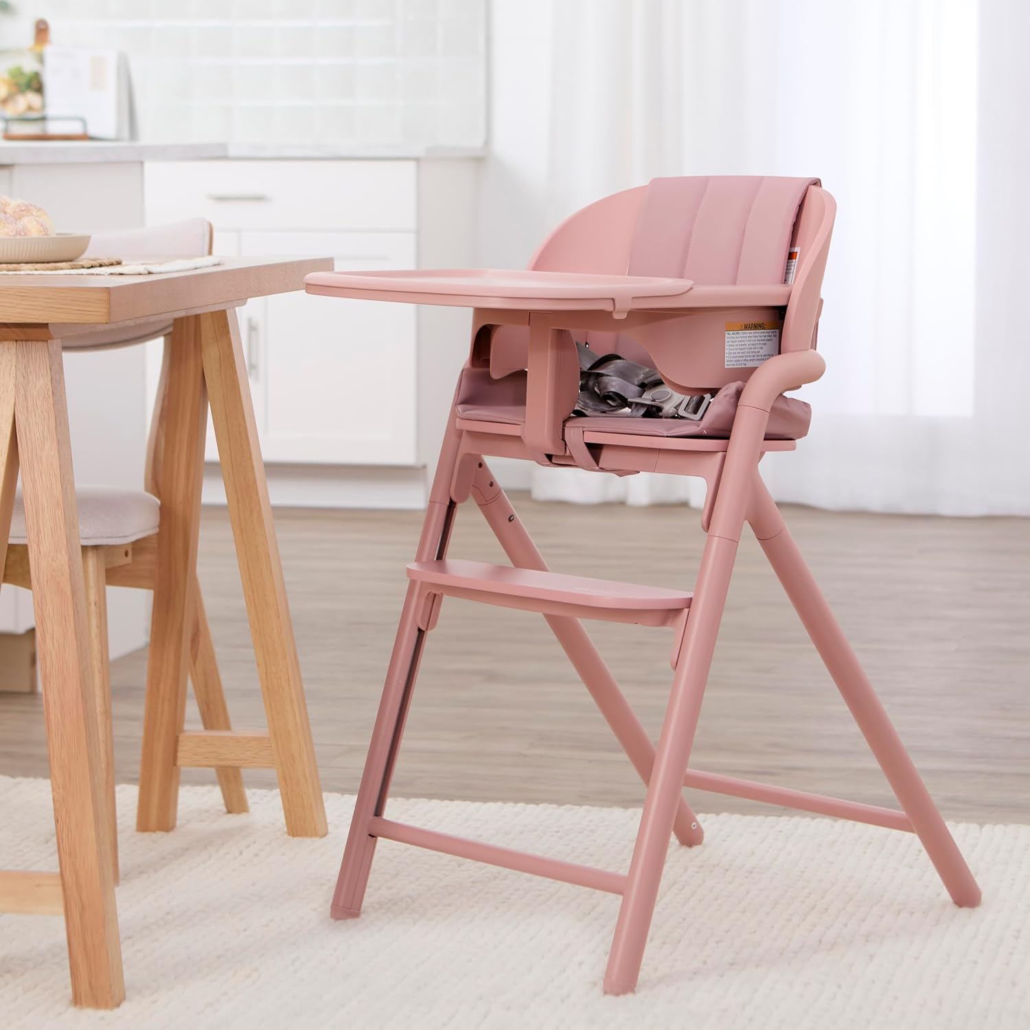 Evolur Step and Savor Baby High Chair, Converts to Adult Stool, 5 Position Adjustable Height and Footrest Positions Portable High Chair, Removable Tray, Easy to Clean and Removable Cushion