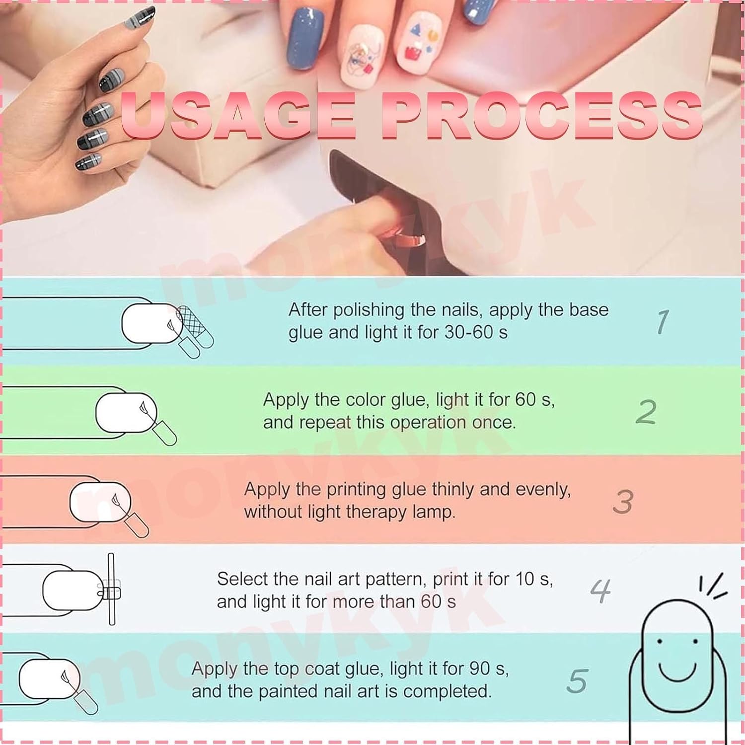 Smart 3D Nail Printer-App/WiFi Connection Control/Ink Cartridges,10s Gel Nail Art | 4800 Dpi Chip-Resistant Prints | Auto Nail Detection for Perfect DIY Manicures,Girls' Home Nails