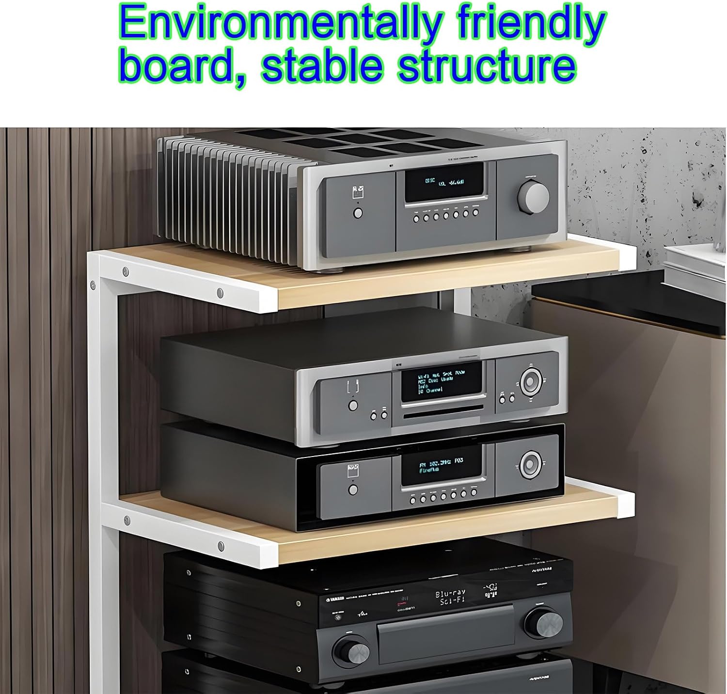 Black AV Cabinet with Movable Media Storage, Audio-Video Tower Stand, Stereo Rack for Home Theater, Wood Media Stand, 50x40x70cm, Perfect for Organizing Audio Equipment