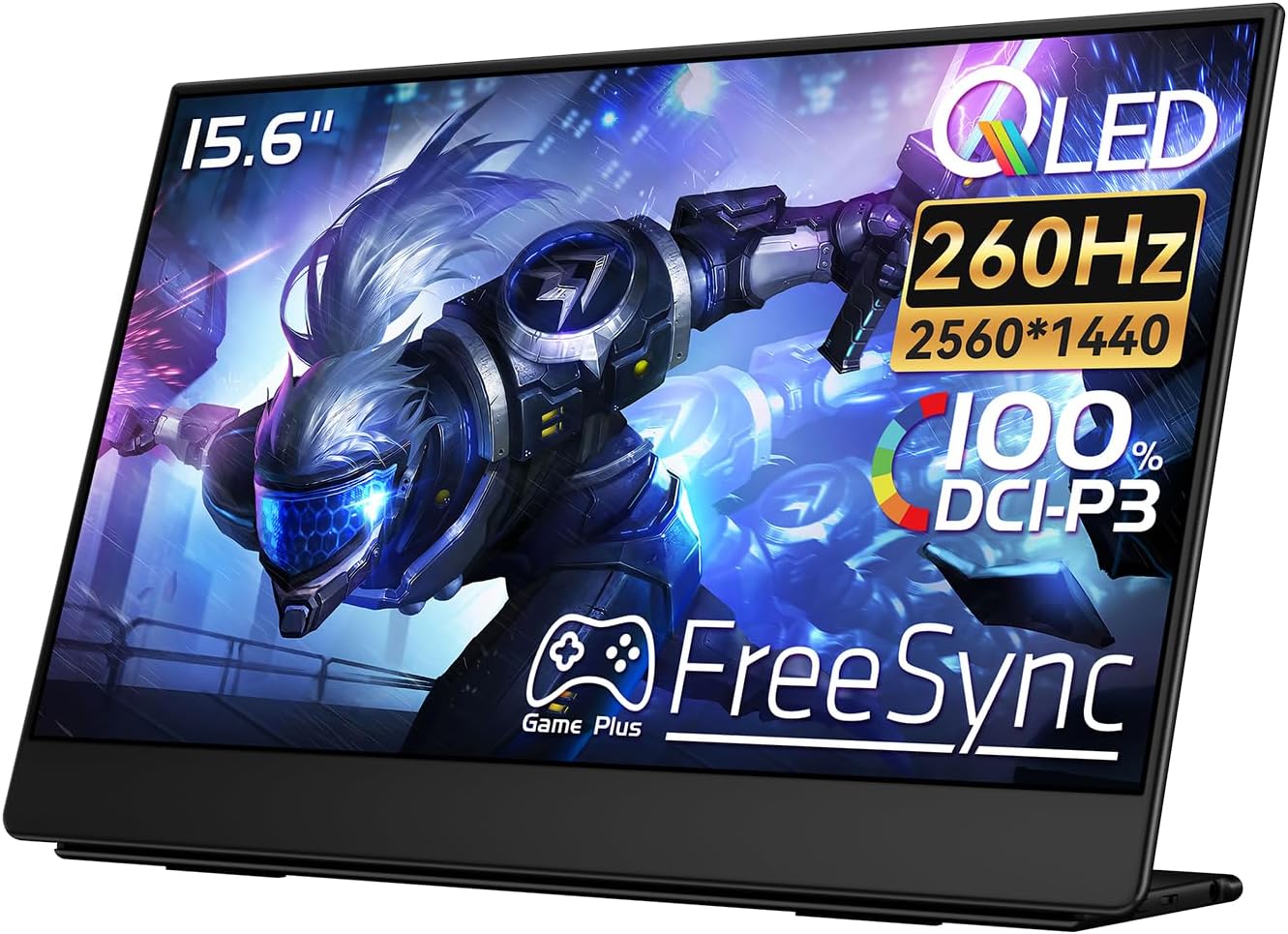 EHOMEWEI Q1g Pro 260Hz QLED 2.5K Portable Gaming Monitor, 15.6' 400Nit Brightness 16:9 Display 2560 * 1440 100% DCI-P3 for Working/Gaming/Travel Phone/Switch/Windows MacOS