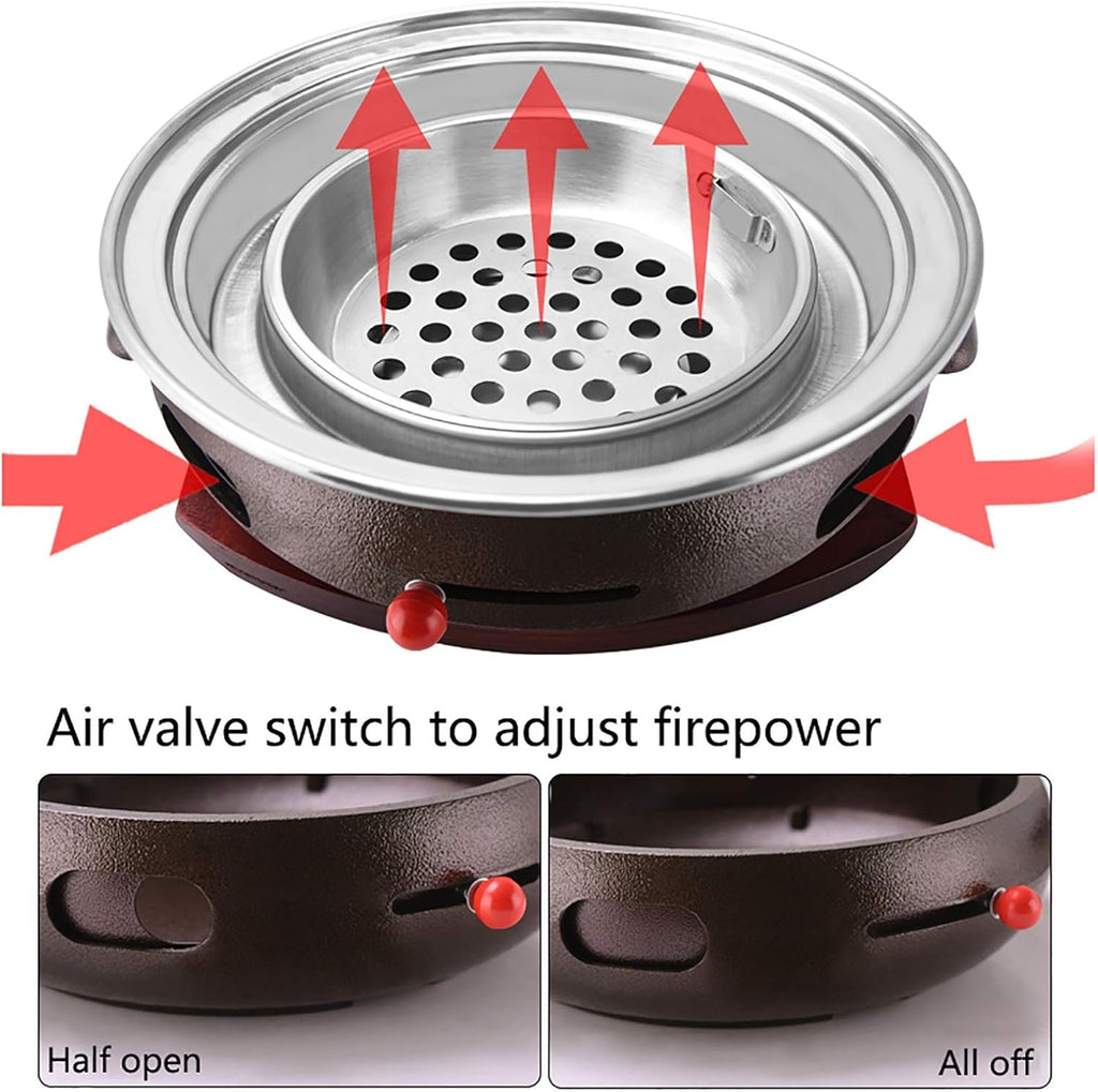 BBQ Barbeque Barbecue Grill, BBQ, Korean Household Charcoal Grill, Large Cast Iron Barbecue Meat Stove, Stainless Steel Grill Pan, 9 Styles (Color : H)