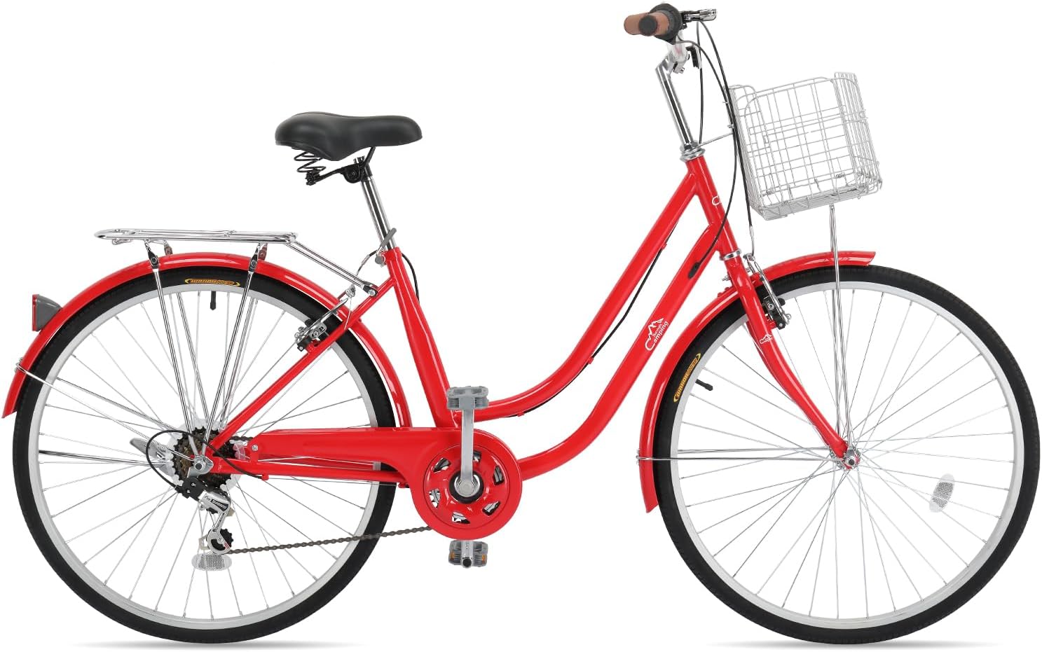 CamPingSurvivals 26' Beach Cruiser Bike, Commuter Bicycle, 7 Speed/Linear Pull Brakes/Widen Seat Men & Women Bike, Adult and Teens Bicycle for Urban Commuter
