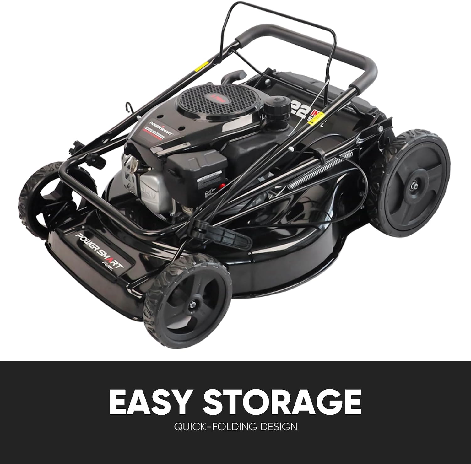 PowerSmart 22-Inch Self Propelled Gas Lawn Mower, 170cc OHV Engine, 3-in-1 Mulch/Bag/Side Discharge, Steel Deck, 6 Height Adjustment, Black