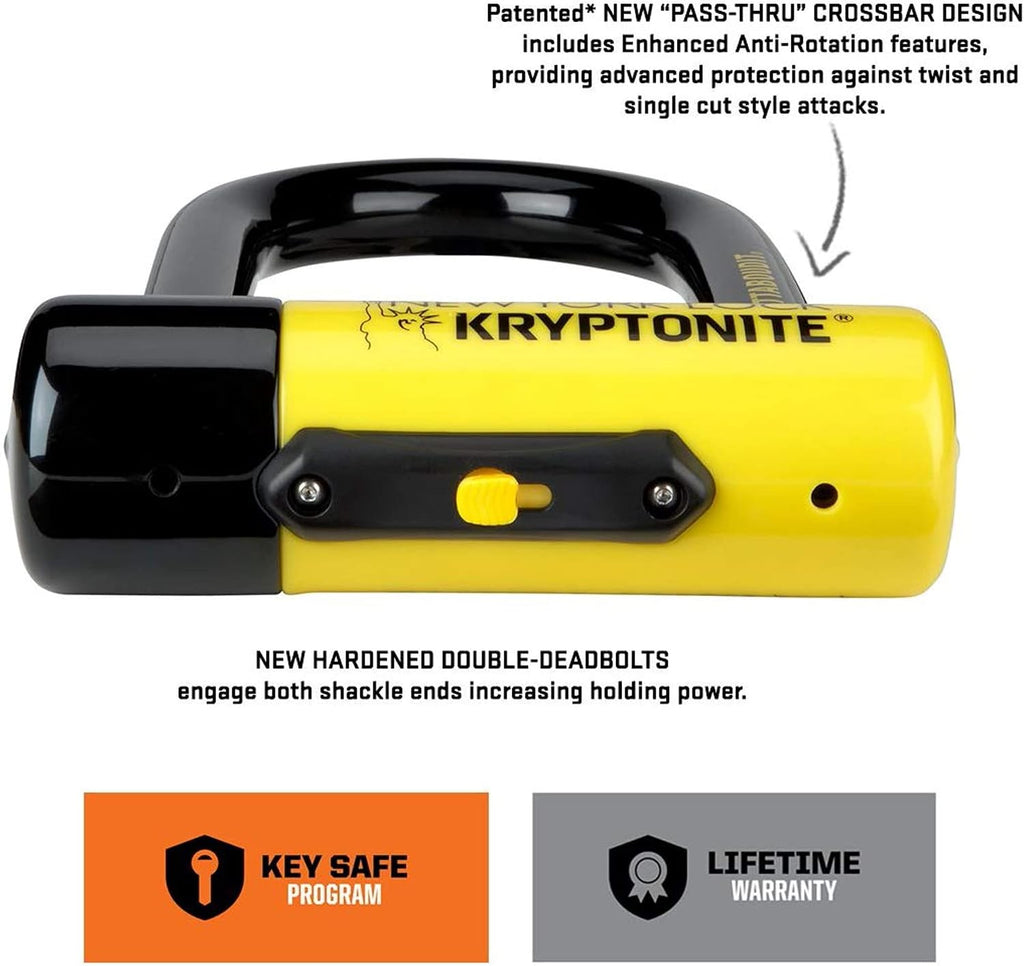 Kryptonite New York FAHGETTABOUDIT Mini Bike U-Lock, Heavy Duty Anti-Theft Bicycle U Lock Sold Secure Gold, 18mm Shackle with Keys, 10/10 Security Rating for E-Bike, Motorcycle, Scooter