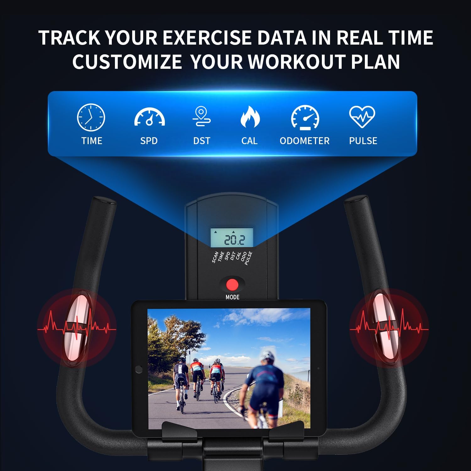 Exercise Bike,Adjustable Resistance Indoor Cycling Bike for Home Exercise - Stationary Bike with Smartphone Holder, LCD Display & Heart Rate Monitor