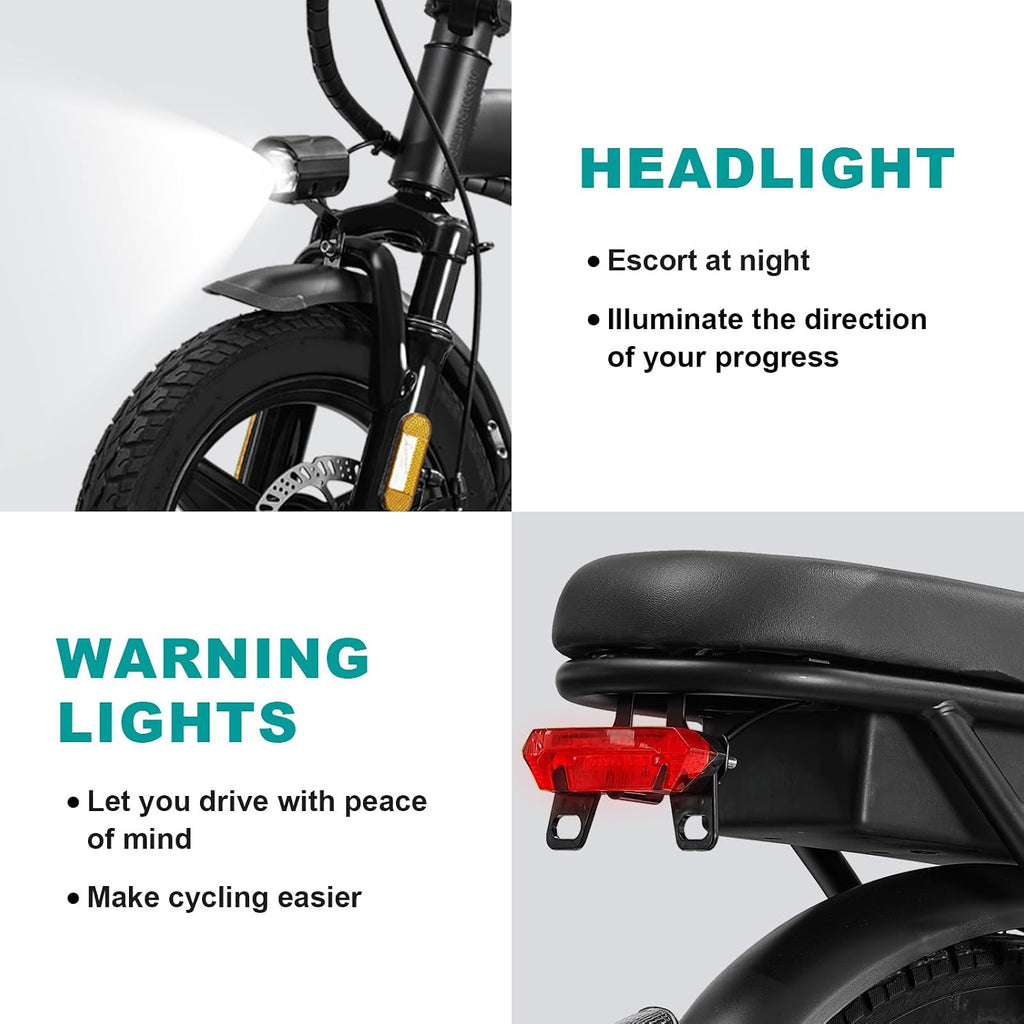 Electric Bike for Adults and Teens, 560-740W Motor, 20-25MPH Compact Commuter Folding Ebike, 32 Miles Range, 48V 10Ah Battery, 3-Level Pedal Assist, 14' Foldable Electric Bicycle, UL 2849 Certified