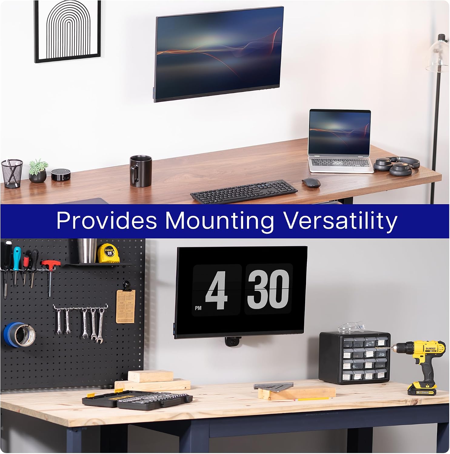 VIVO Height Adjustable Pneumatic Arm Single Monitor Wall Mount, Full Motion Articulating, Fits 17 to 32 inch Screen, Black, MOUNT-V001A (Pack of 5)