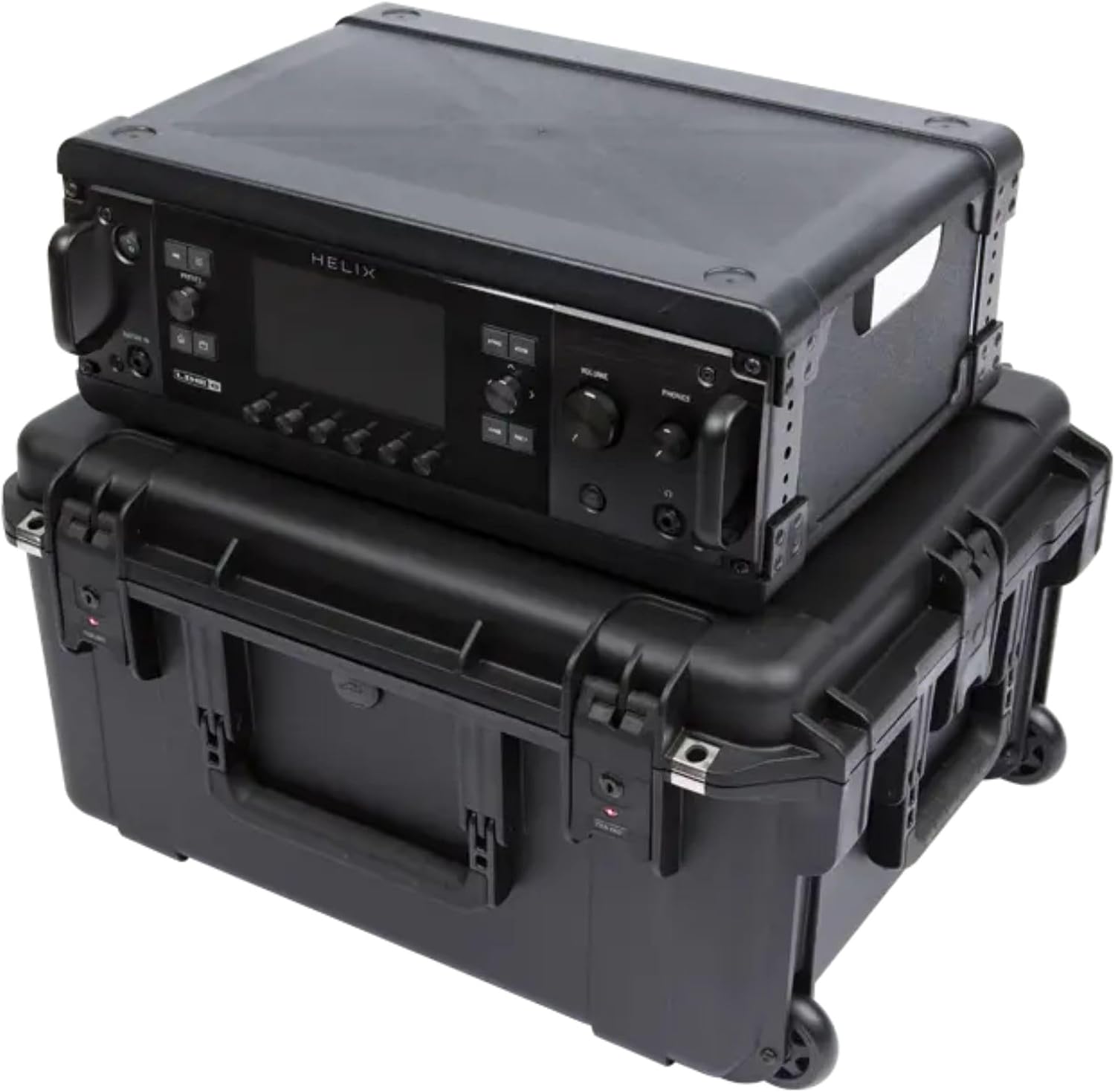 SKB 3U iSeries 13' Injection Molded Fly Rack with Built-In Wheels, Push Button Release Pull Handle and Removable Rack Frames, Black