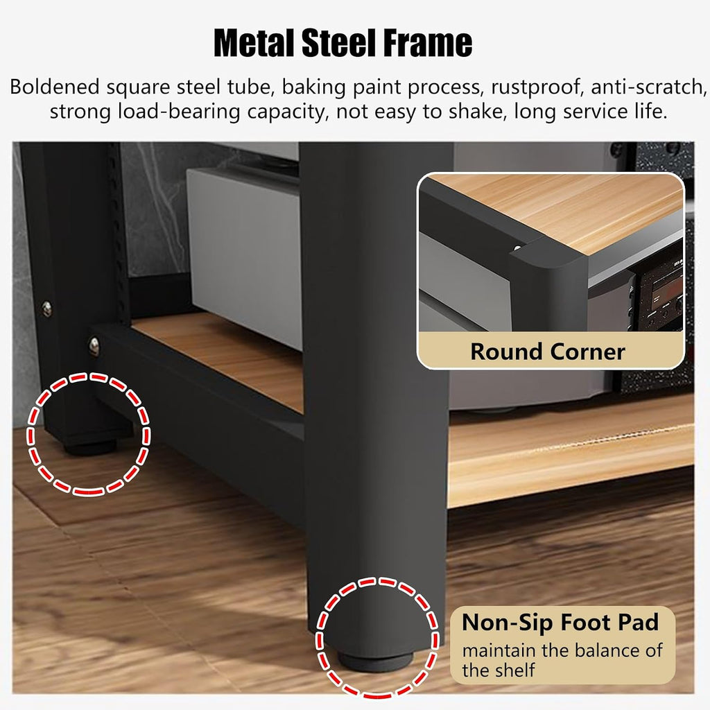 Audio Equipment Rack Cabinet, AV Component Media Stand, Stero Cabinet Audio-Video Tower with Non-Slip Foot Pad, Vertical Printer Holder, High-Durability