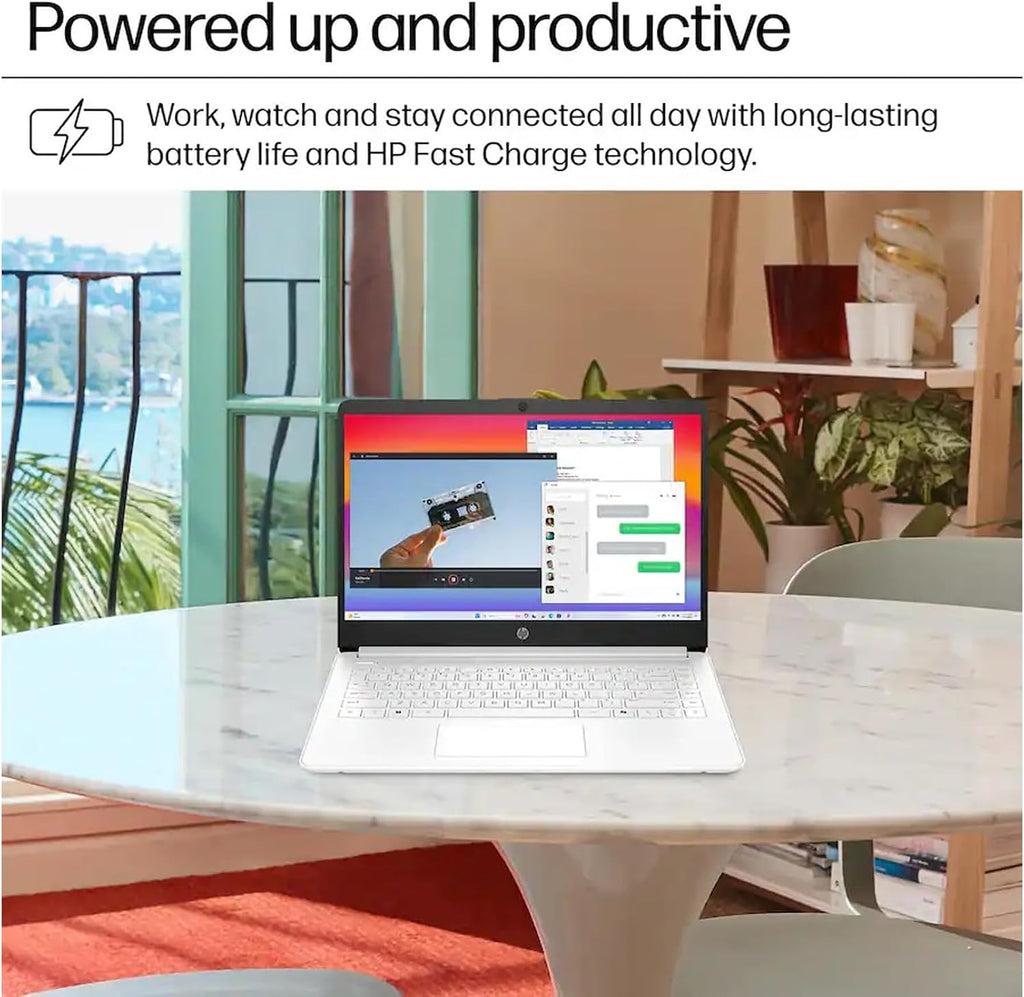 HP Windows 11 Laptop 14 inch HD Screen with Microsoft Office and 1TB Cloud Storage (1-Year)| 8GB RAM| 64GB eMMC| Intel 2-Core CPU| Wi-Fi| Ultra Light| Portable| Webcam| Bluetooth| White| RK Bundle