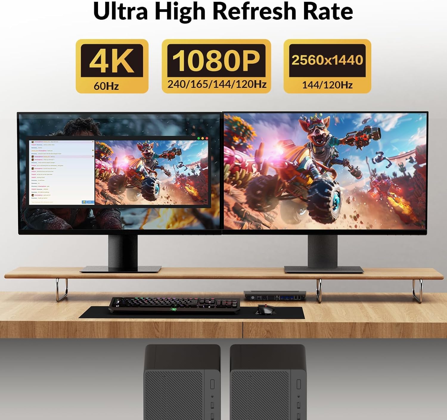 AV Access KVM Switch 2 Monitors 2 Computers, 4 USB, EDID, Fast Hotkey Switch, 4K@60Hz HDMI Dual Monitor Display 1 or 2 PCs Simultaneously,2 Desktops for Dell Lenovo HP Share One Set of Keyboard Mouse