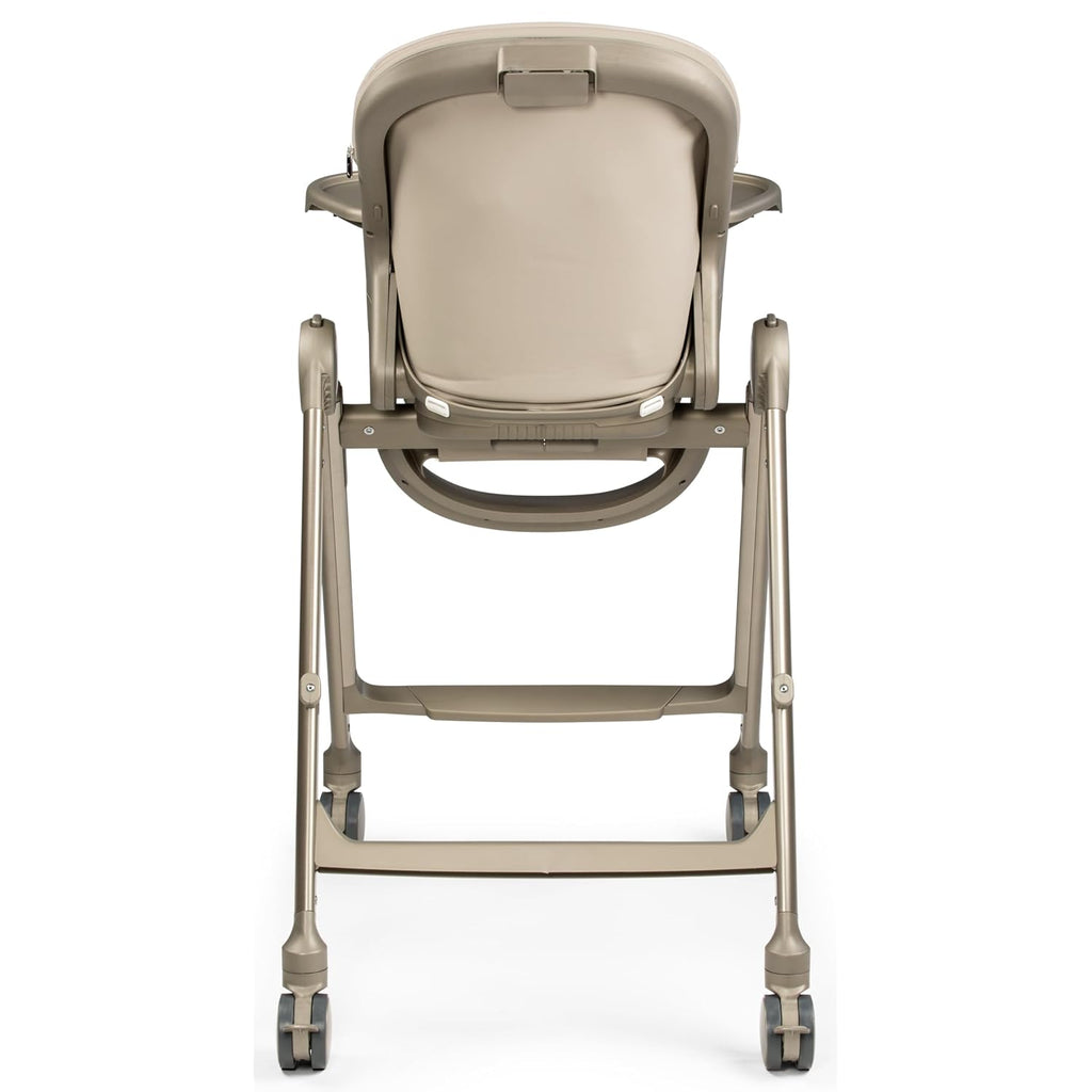 Peg Perego Living, Grow with Baby Folding High Chair & Recliner, Height Adjustable, Quick Clean & Easy Push Wheels for Babies & Toddlers, Made in Italy, Space Sand