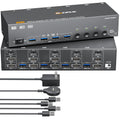 HDMI+2 Displayport KVM Switch 3 Monitors 4 Computers 8K@60Hz 4K@144Hz,4 Port KVM Switches Triple Monitor Share 3 Display and 4 USB3.0 Ports Support Extended/Mirror Mode.