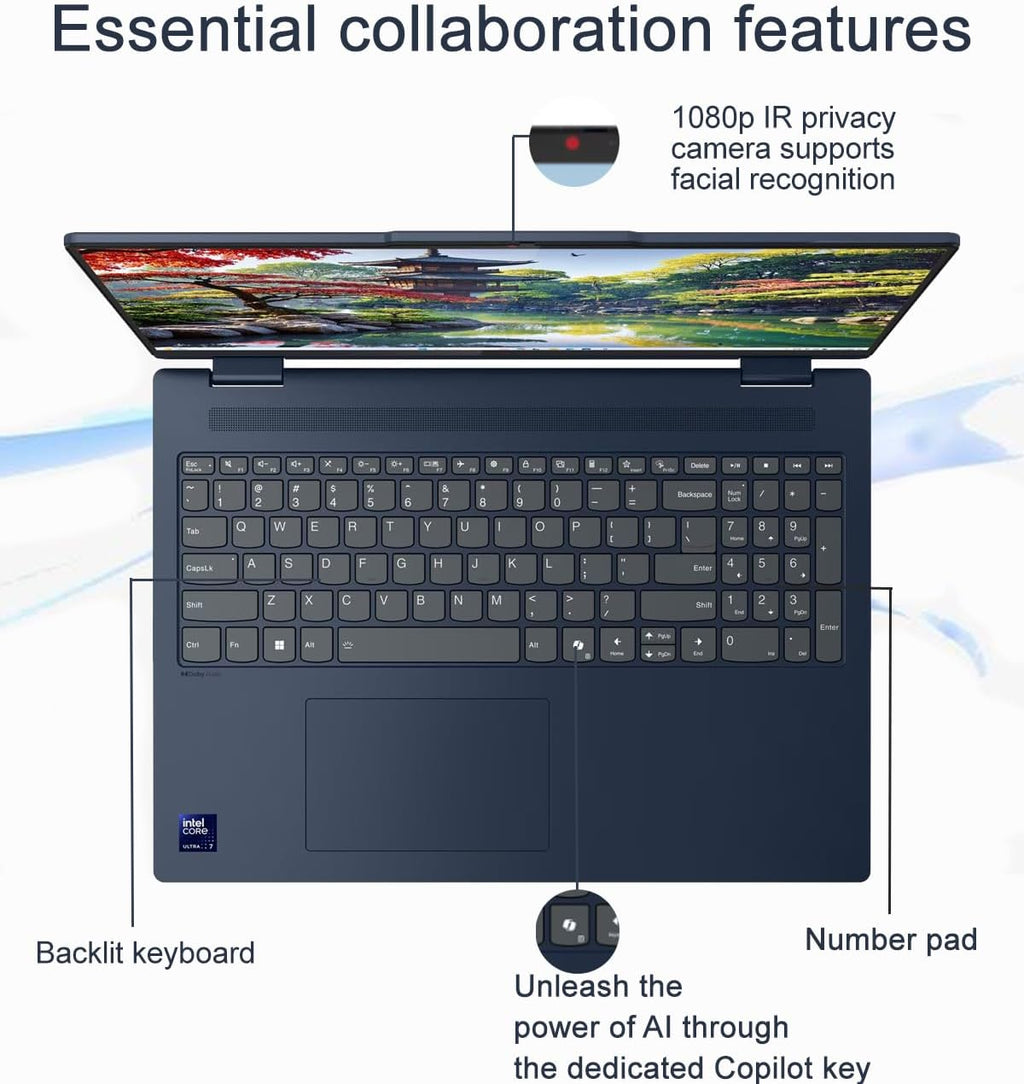 Lenovo IdeaPad Flex 5i 2-in-1 Laptop (16' FHD+ Touchscreen, Intel Ultra 7 Gen 2 255U, 16GB RAM, 512GB SSD, Digital Pen, 12-Core(>i7-1355u)) AI PC for Creator, Designer, IR Webcam, Backlit, Win 11 Home