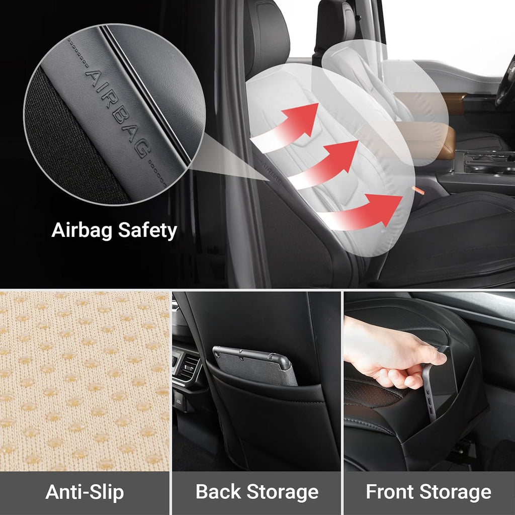Coverland Custom Car Seat Covers Compatible with 2004-2008 Toyota Solara Convertible - Premium Leather Non-Slip Memory Foam Waterproof Seat Cover Custom fit Interior Protector [Front-Black]