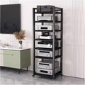 Tall Stereo Racks And Stands on Wheels Media Storage Cabinet Rack, Black Modern Entertainment Stereo Components Stand, Audio Video Equipment Rack（7 tier-60cm wide）