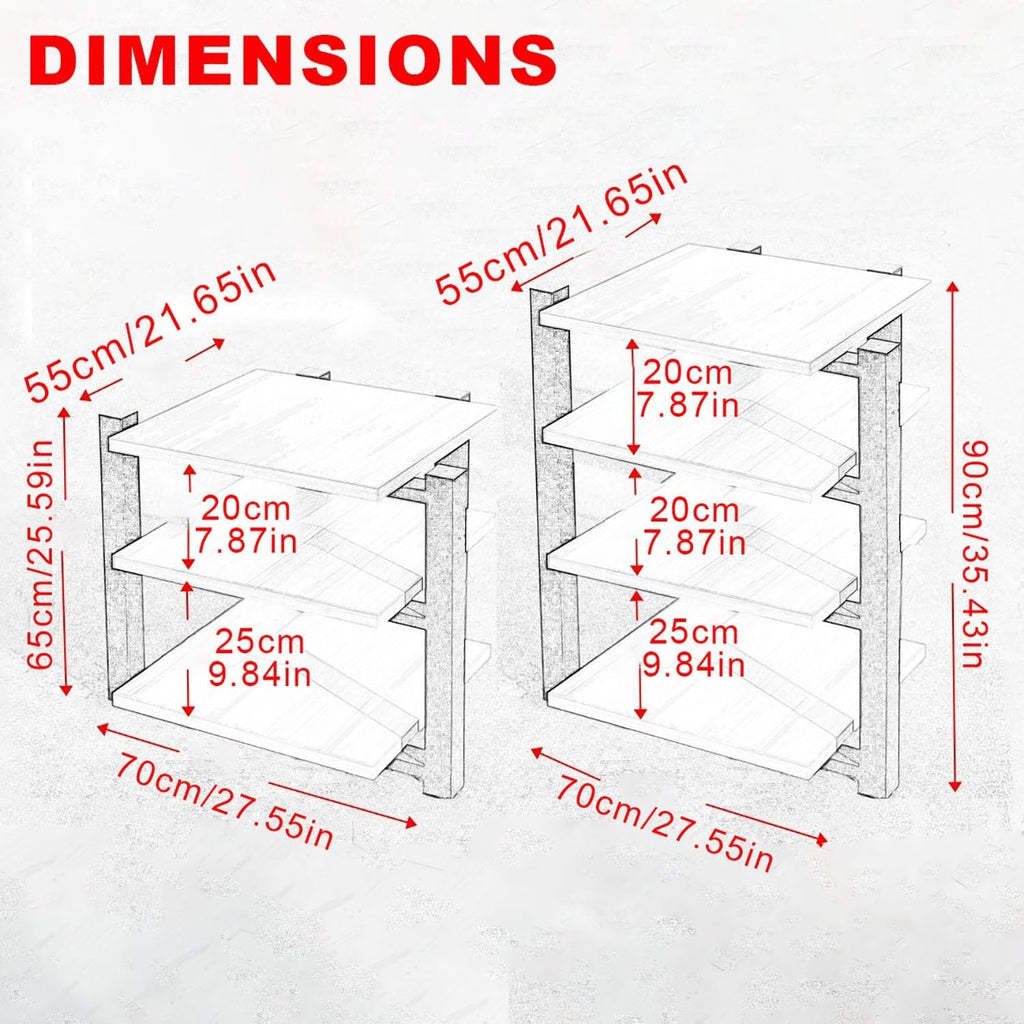 Gaming Shelf Floor-Standing Audio Rack Stereo Cabinet Video Media Stand Audio Rack Speaker Display Stand Corner Audio Tower for Gaming Meeting Livingroom Recording Room.(Black,70x55x90cm)