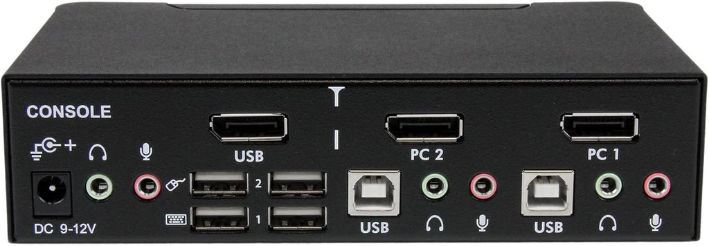 StarTech.com 2 Port DisplayPort KVM Switch - 2560x1600, TAA @60Hz - Dual Port DP USB, Keyboard, Video, Mouse Switch Box w/ Audio for Computers and Monitors (SV231DPUA)