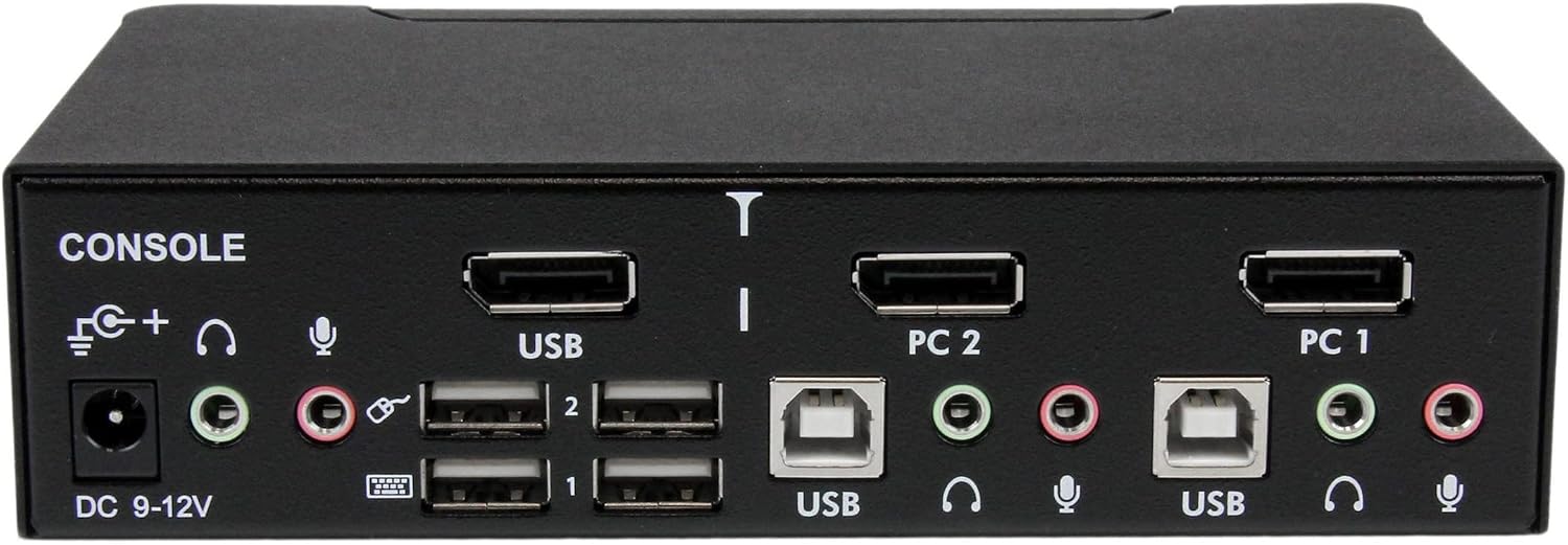 StarTech.com 2 Port DisplayPort KVM Switch - 2560x1600, TAA @60Hz - Dual Port DP USB, Keyboard, Video, Mouse Switch Box w/ Audio for Computers and Monitors (SV231DPUA)