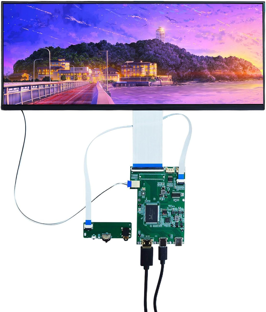 VSDISPLAY 12.3 Inch 2K LCD Screen 2400x900 with USB-C LCD Controller Board,as Extra Secondary Display Panel for PC/Laptop/Game Cabinet Monitor