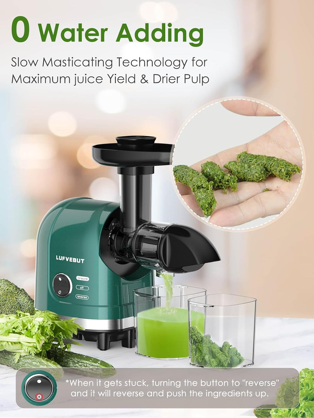 Vegetable Juicer for Celery Wheatgrass Spinach Ginger, Fruit Juicer Machines Slow Masticating Cold Press Juice Extractor Pulp Separated, Quiet Motor, Easy To Clean, BPA Free, Dishwasher Safe