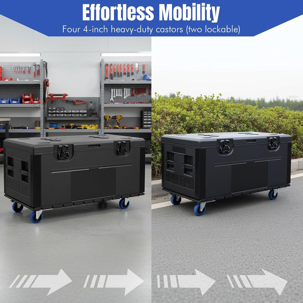 Utility Road Trunk Case with Handle and Wheels Stackable Heavy Duty ATA Rolling Road Case for Pro Audio & DJ Equipment Storage Transport (M)