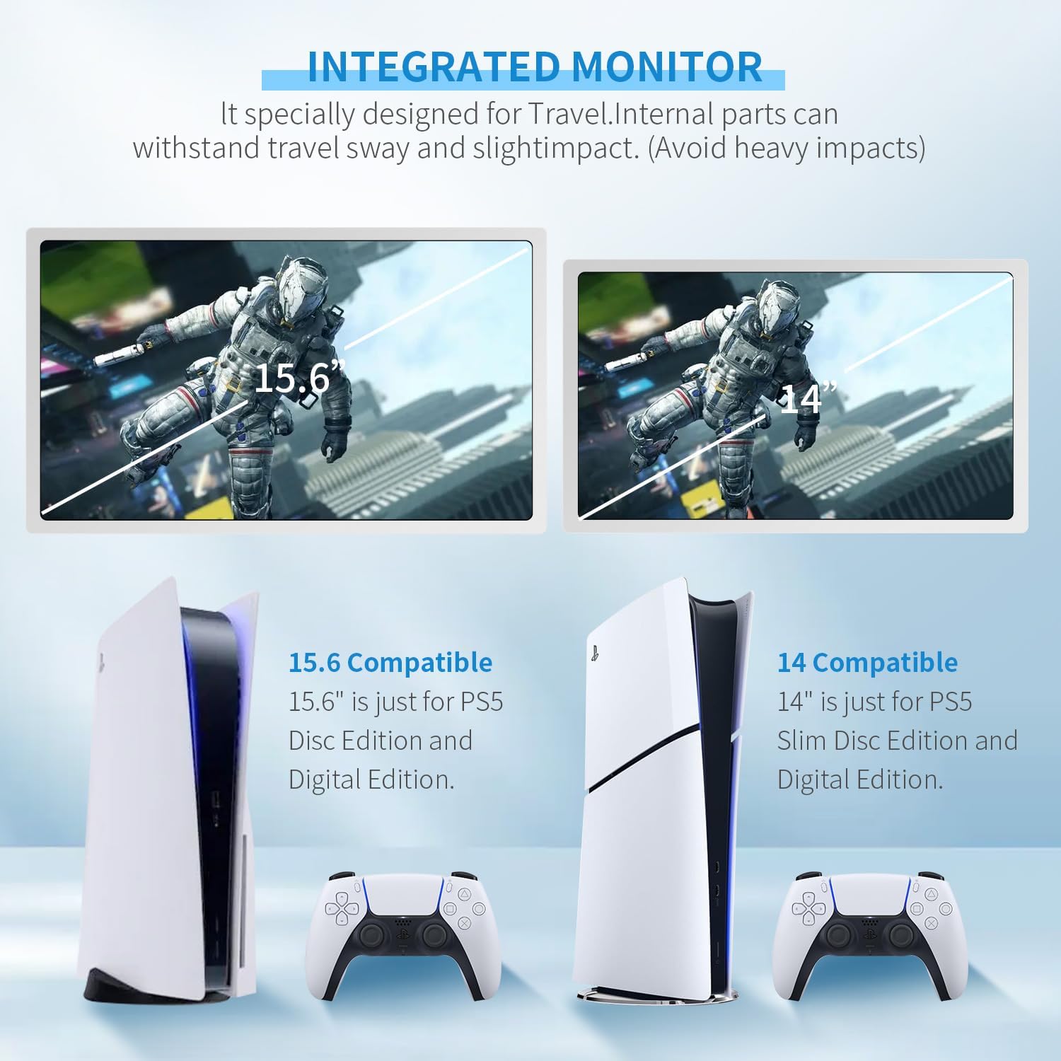 G-STORY 14' Inch IPS 4k 60Hz Portable Monitor Gaming Display Integrated with PS5 Slim(not Included) 3840×2160 with 2 HDMI Ports,FreeSync,Built-in 2 of Multimedia Stereo Speaker