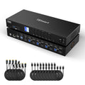 TESmart USB 3.0 KVM Switch 3 Monitors 4 Computers 4K@60Hz, HDMI+DP KVM Docking Station, EDID Emulators, 1G Ethernet, Hotkey Switch, 2K@144Hz for Gaming & Home Office, Audio & Mic with All Input Cables