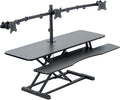 VIVO Height Adjustable 48 inch Standing Desk Converter with Triple 21.5 to 27 inch Monitor Mount, Extra Large Desk Riser, Black, DESK-KIT-48KB3C