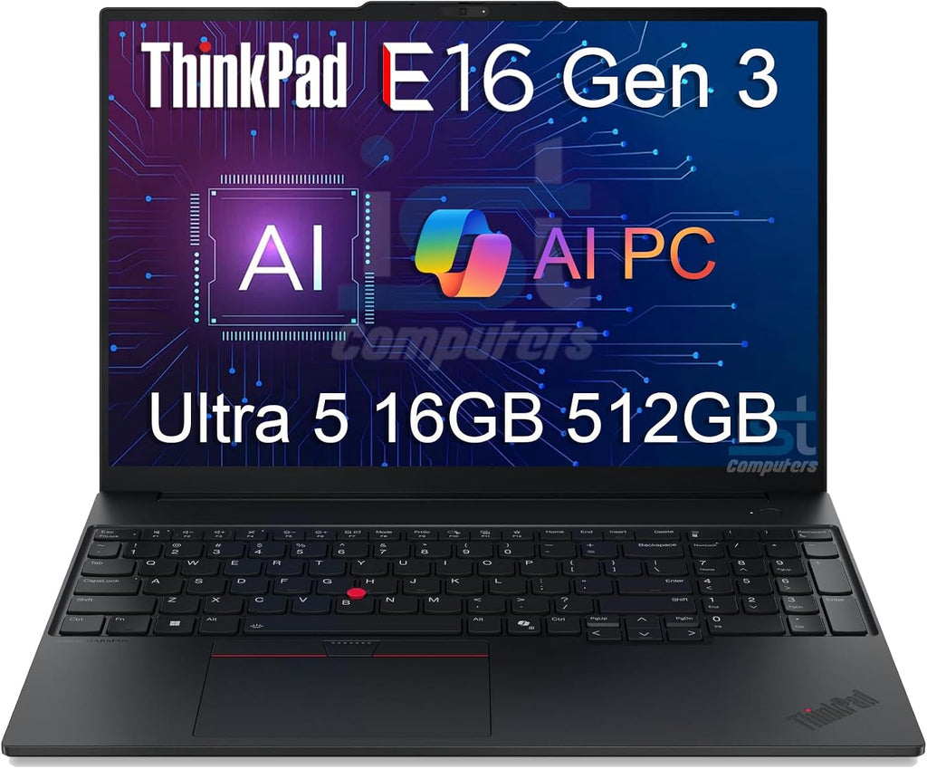 Lenovo ThinkPad E16 Gen 3 Business AI PC Laptop (16' FHD+ Anti-Glare, Intel 12-Core Ultra 5 225U (> i7-1365U), 16GB DDR5 RAM, 512GB SSD), Fingerprint, 1080P IR Webcam, Thunderbolt 4, Win 11 Pro