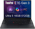 Lenovo ThinkPad E16 Gen 3 Business AI PC Laptop (16' FHD+ Anti-Glare, Intel 12-Core Ultra 5 225U (> i7-1365U), 16GB DDR5 RAM, 512GB SSD), Fingerprint, 1080P IR Webcam, Thunderbolt 4, Win 11 Pro
